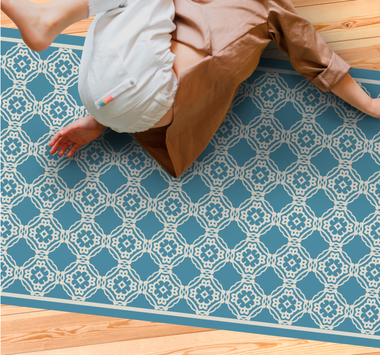 Tapis mosaique vinyle élégante composition bleue - TenStickers