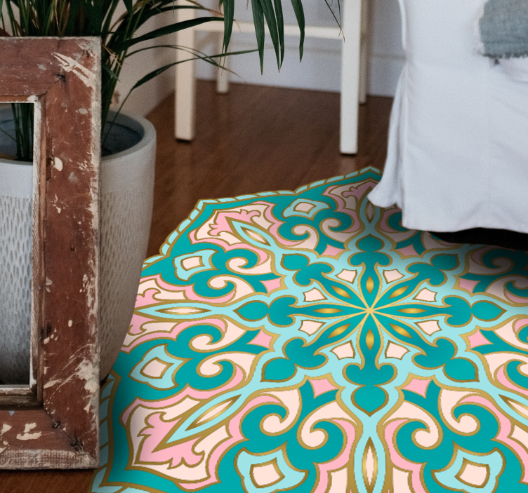 Tapis mosaique vinyle médaillon inspiré du mandala - TenStickers