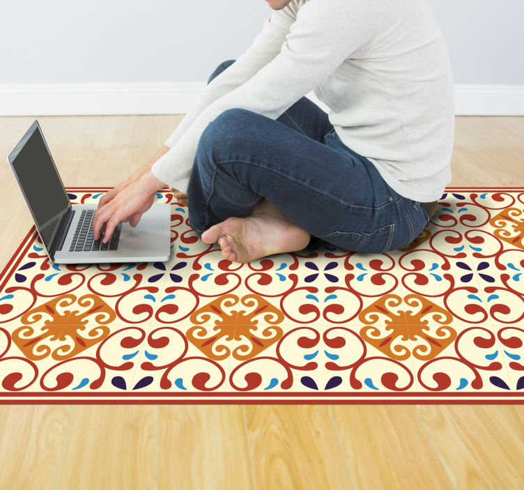 Tapis mosaique vinyle motif botanique élaboré - TenStickers