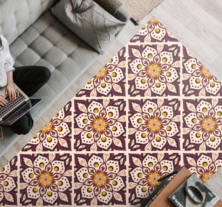 Tapis mosaique vinyle motif de mandala en mosaïque - TenStickers