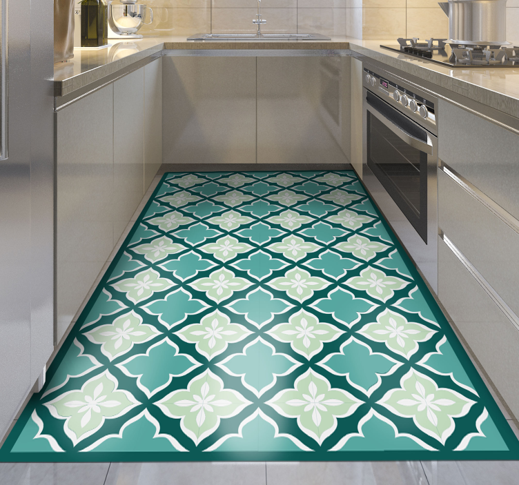 Tapis mosaique vinyle motif floral en mosaïque - TenStickers