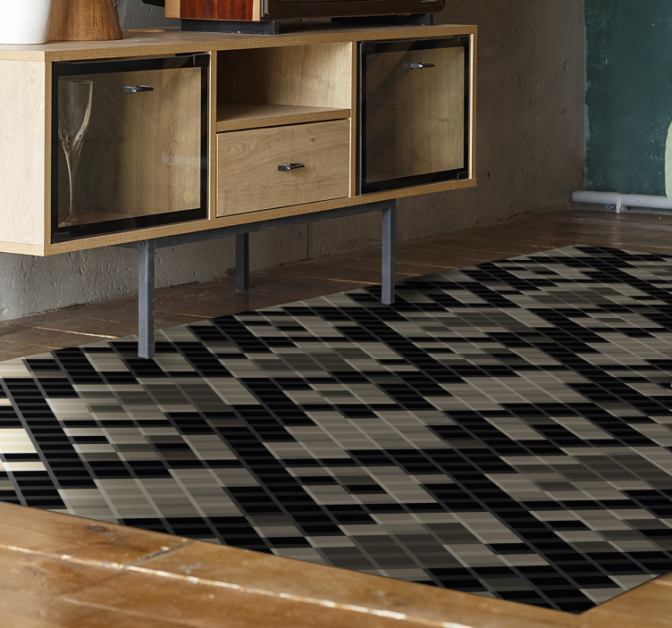 Tapis mosaique vinyle motif géométrique noir - TenStickers
