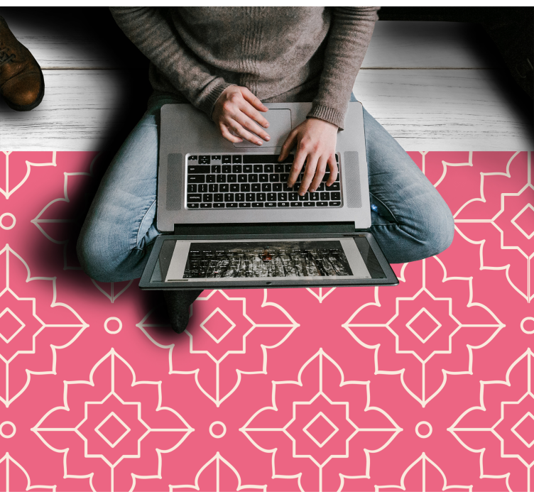 Tapis vinyle géométrique motif de treillis rose - TenStickers