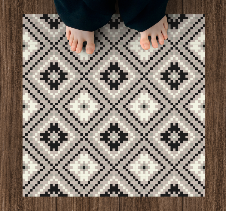 Tapis mosaique vinyle motif monochrome élégant - TenStickers