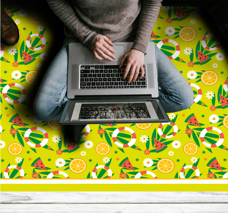 Tapis mosaique vinyle motifs d'agrumes lumineux - TenStickers