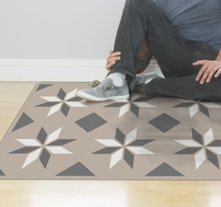 Tapis vinyle beige motifs d'étoiles - TenStickers
