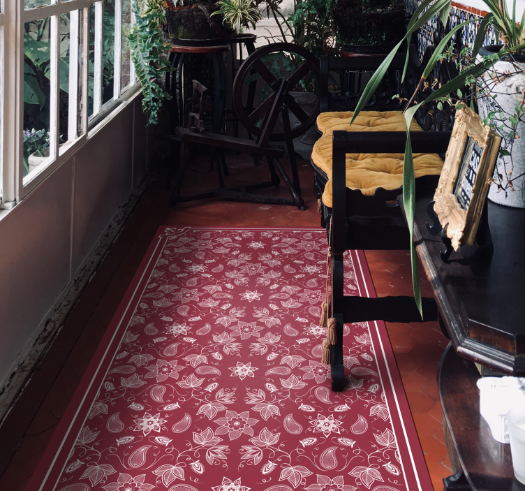 Tapis mosaique vinyle tapisserie florale ornée - TenStickers