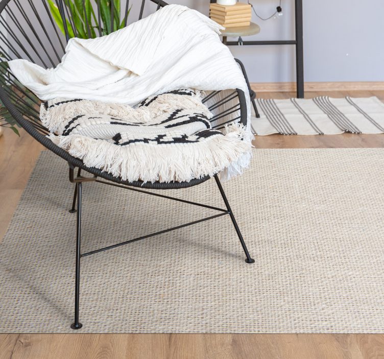 Tapis vinyle salon rectangulaire effet coton beige - TenStickers
