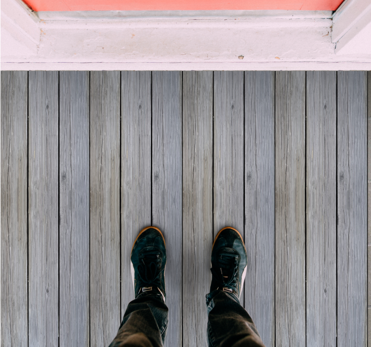 Tapis vinyle salon Bois brut gris de style nordique - TenStickers