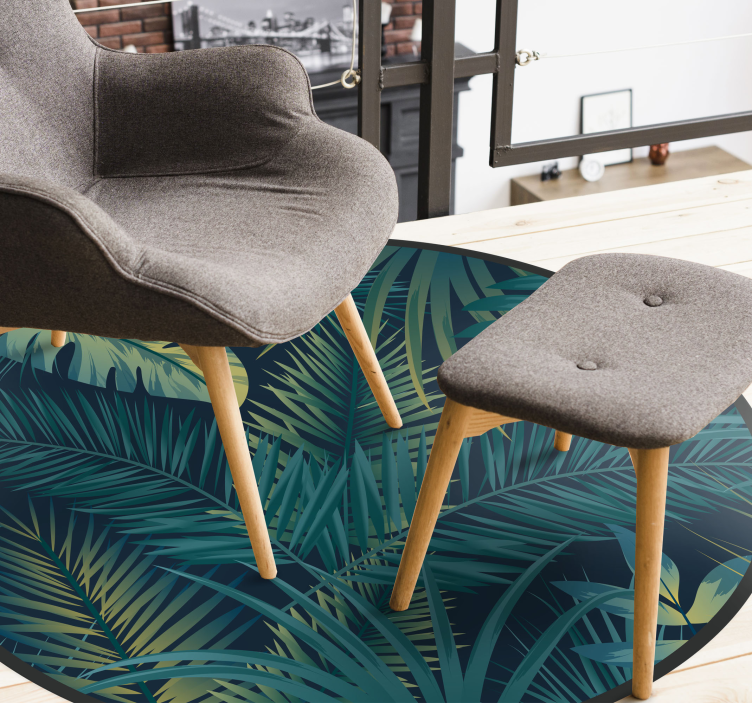 tapis vinyle salon Feuilles tropicales - TenStickers