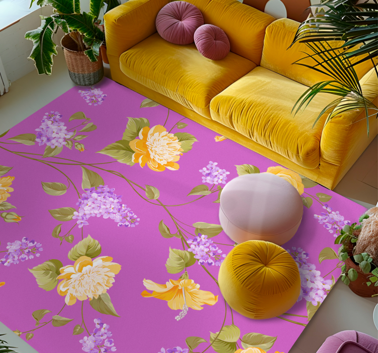 Tapis vinyle salon Fleurs abstraites de style cosmopolite - TenStickers