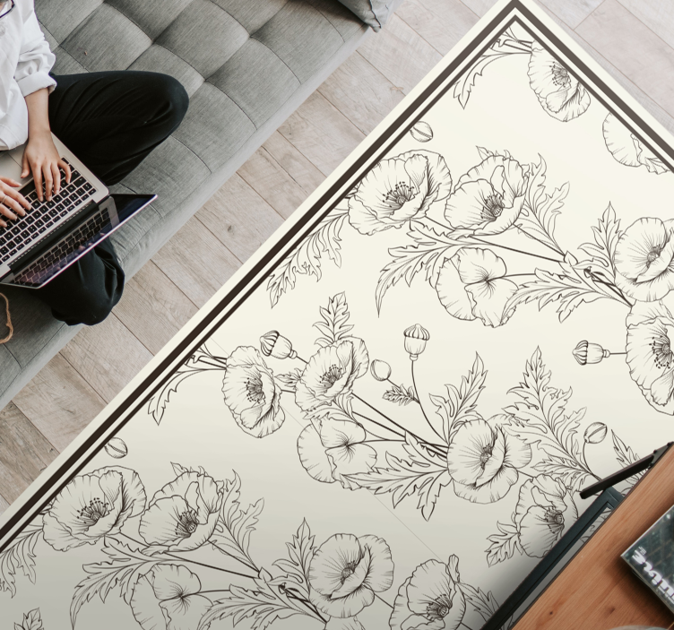 tapis vinyle salon Pavot en fleurs - TenStickers
