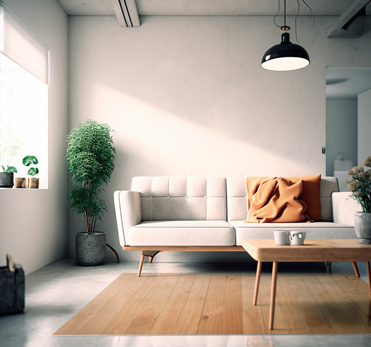 Tapis vinyle salon imitation bois marron clair - TenStickers