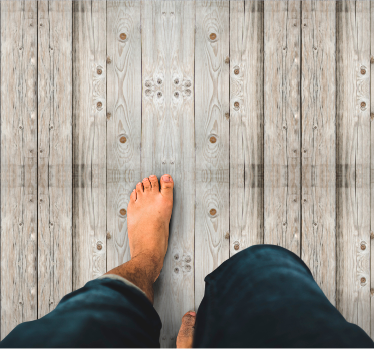 Tapis vinyle salle à manger effet bois de pin blanc - TenStickers