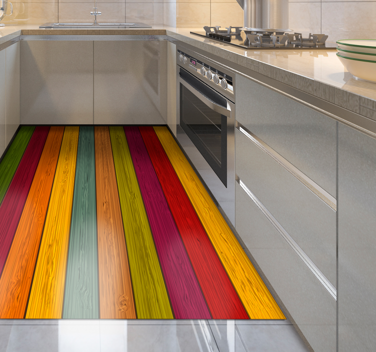 Tapis vinyle cuisine bois multicolore - TenStickers