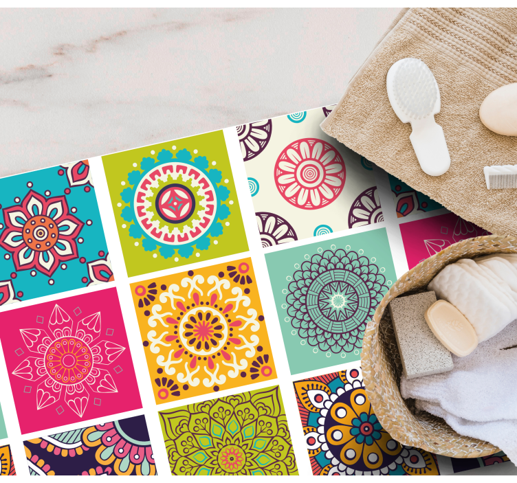 Tapis vinyle salle de bain carreaux marocains - TenStickers