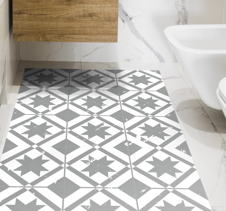 Tapis vinyle salle de bain carreaux gris - TenStickers