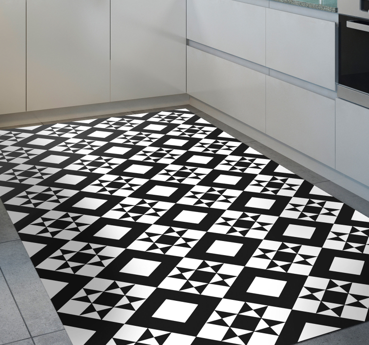 Tapis vinyle cuisine carreaux de ciment monochrome - TenStickers
