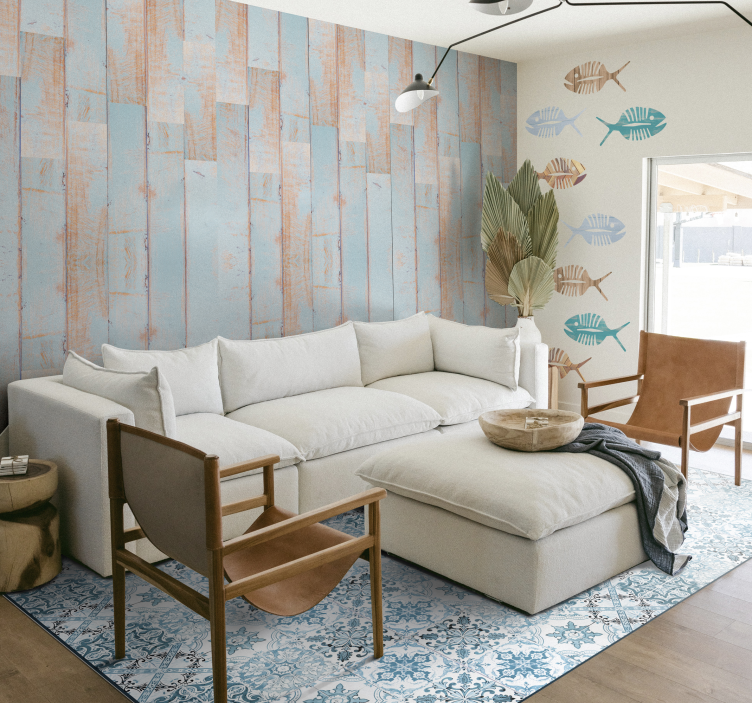 Tapis vinyle carreaux de ciment méditerranéens bleus - TenStickers