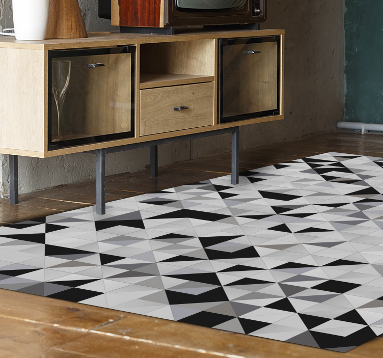Tapis vinyle salle à manger mosaïque triangles gris - TenStickers