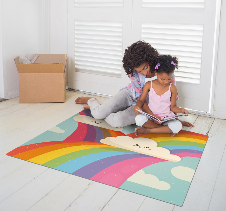 tapis vinyle pour enfants Arc en ciel dans les nuages - TenStickers