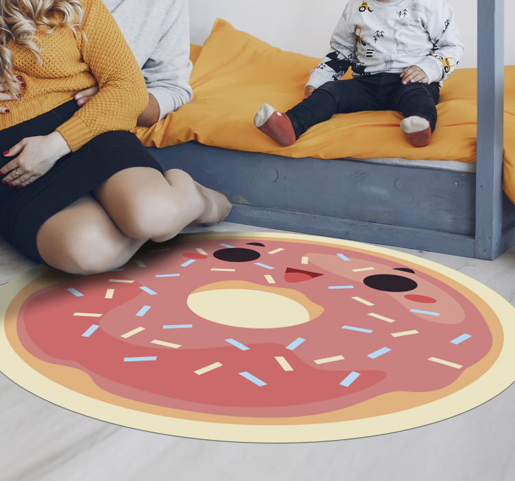 Tapis vinyle pour enfants Beignet visage heureux - TenStickers