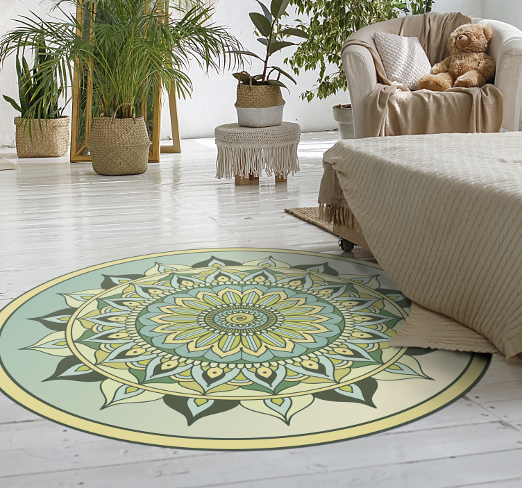 Tapis vinyle mandala Ombre verte mandala - TenStickers
