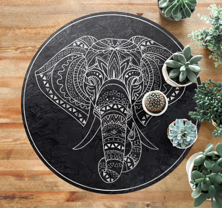 tapis vinyle mandala Texture de marbre en forme d'éléphant - TenStickers