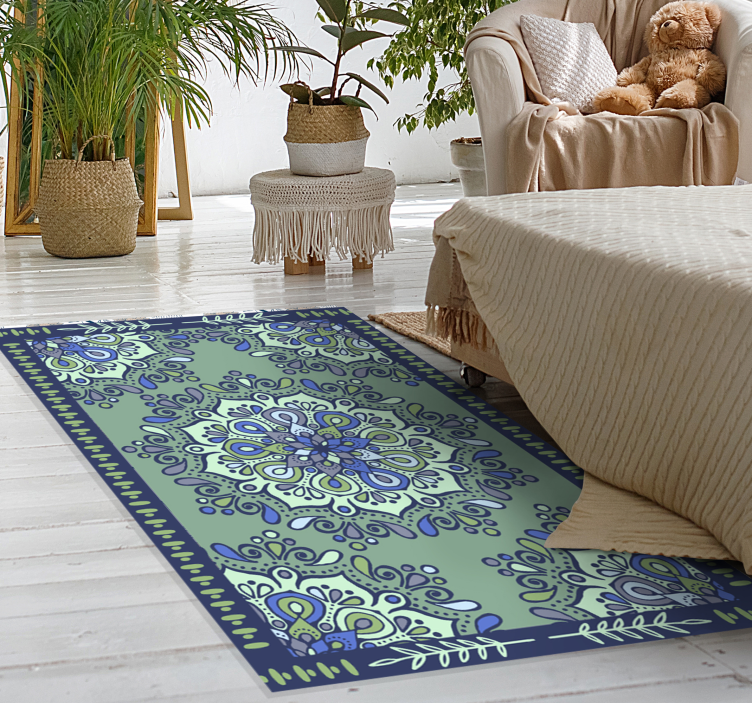 tapis vinyle mandala Vert fané - TenStickers
