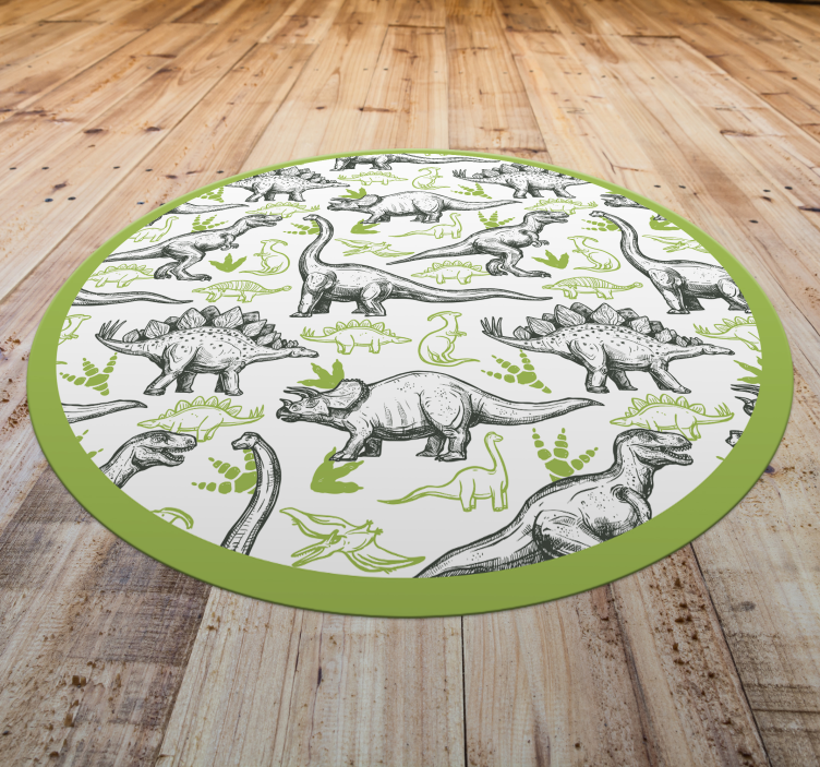 Tapis vinyle animal Doodle impression dinosaure - TenStickers
