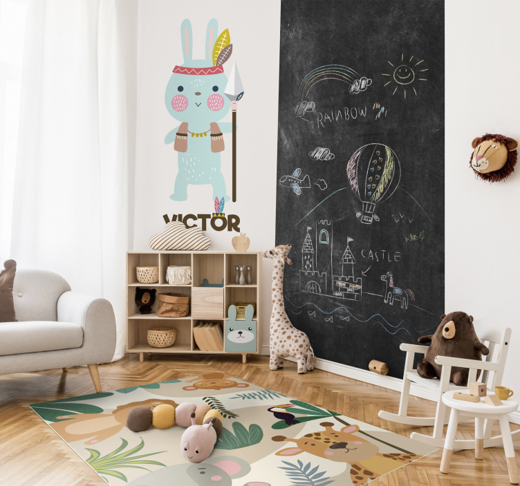 Tapis vinyle enfant dessins animaux de la jungle - TenStickers
