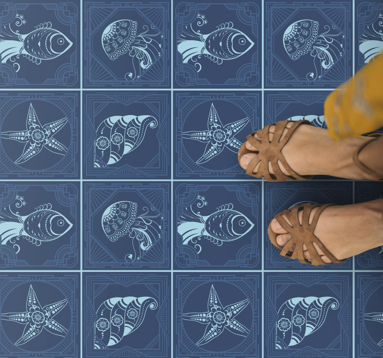 Tapis vinyle animal Tuiles ornementales de la vie marine - TenStickers