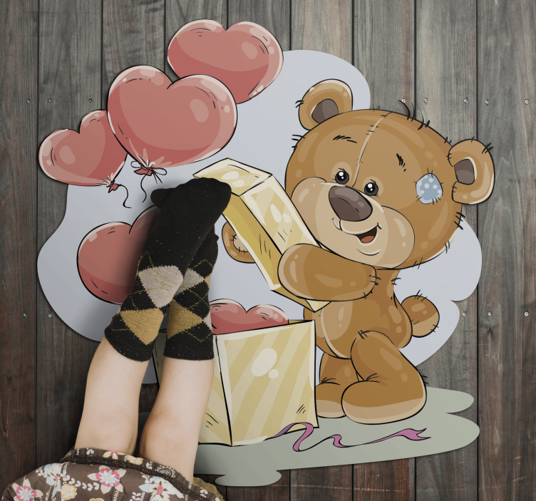 Tapis vinyle pour enfants ours amoureux - TenStickers