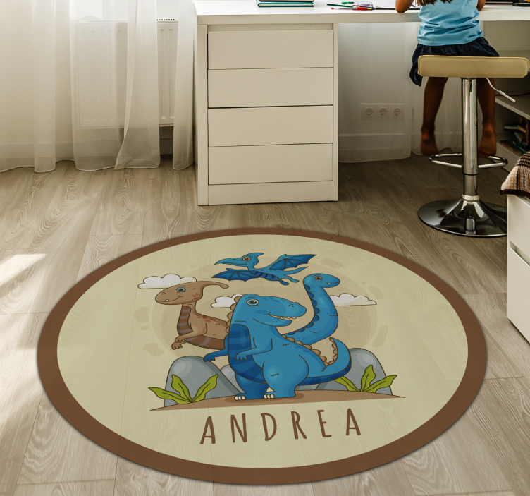 tapis vinyle avec nom Monde des dinosaures avec nom - TenStickers
