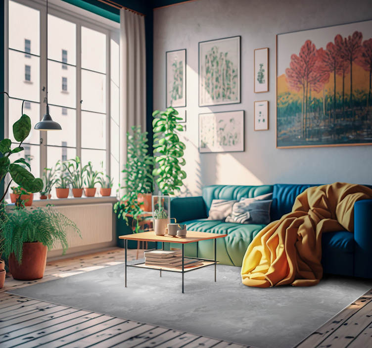 Tapis vinyle salon effet béton gris clair - TenStickers