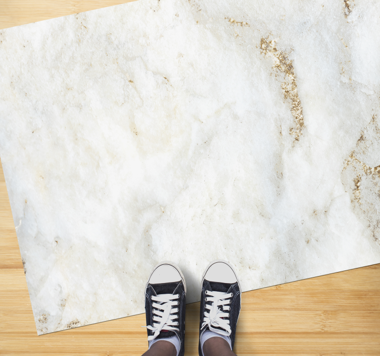 Tapis vinyle effet pierre marbre blanc et or - TenStickers