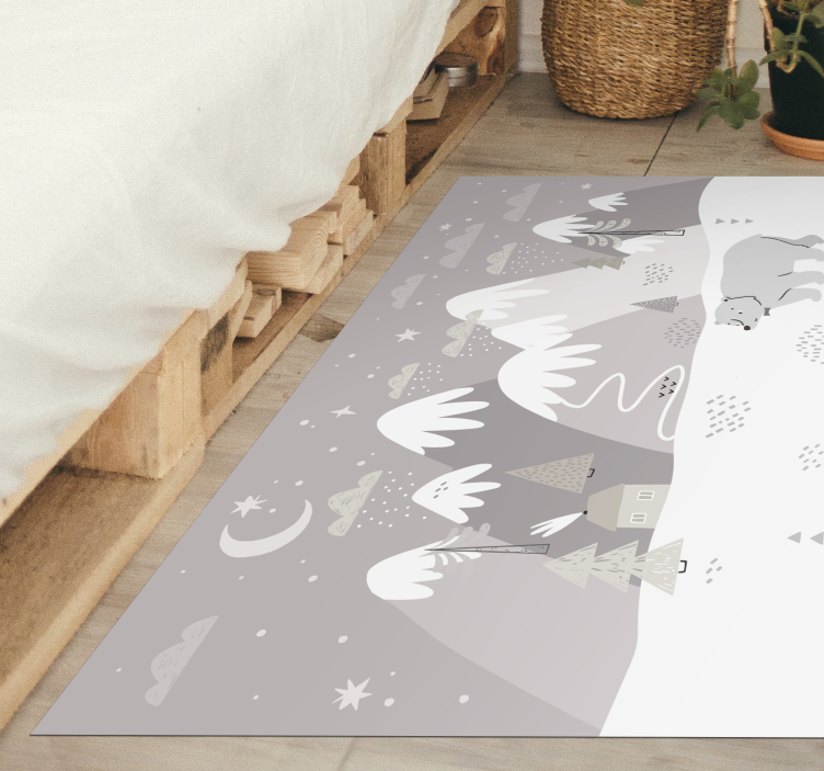 Tapis vinyle chambre bebe Montagnes nordiques grises - TenStickers