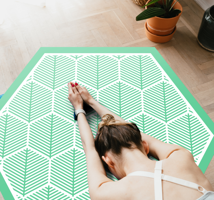 Tapis vinyle Forme hexagonale de plantes vertes - TenStickers