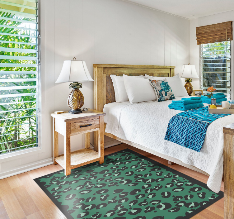 tapis vinyle chambre Imprimé léopard vert sauge - TenStickers