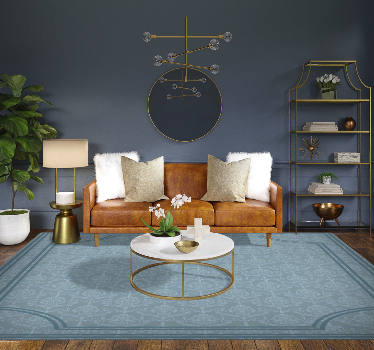 Tapis vinyle style Baroque couleur bleue - TenStickers