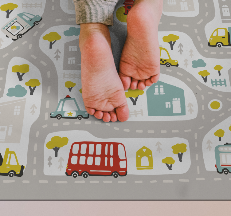 Tapis vinyle enfant carte routière de la ville - TenStickers