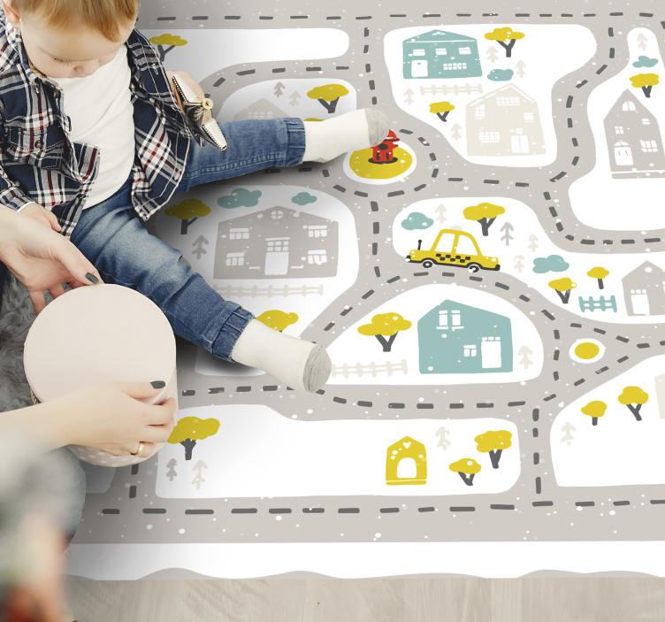 Tapis vinyle enfant routes enneigées - TenStickers