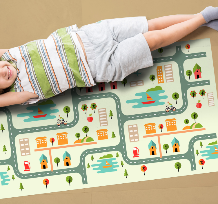 Tapis vinyle enfant routes à velo - TenStickers