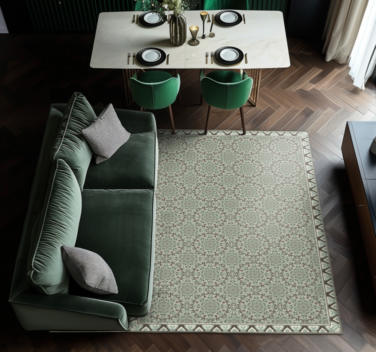 Tapis vinyle salle à manger motif de carreaux floraux - TenStickers