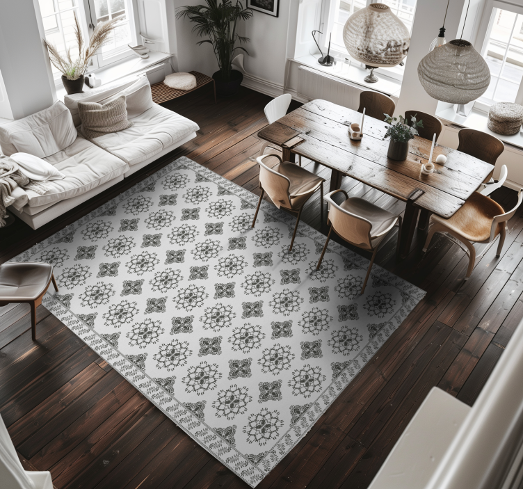 Tapis vinyle salle à manger motif floral vintage - TenStickers