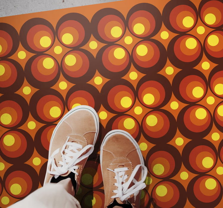 Tapis vinyle vintage cercles oranges années 70 - TenStickers