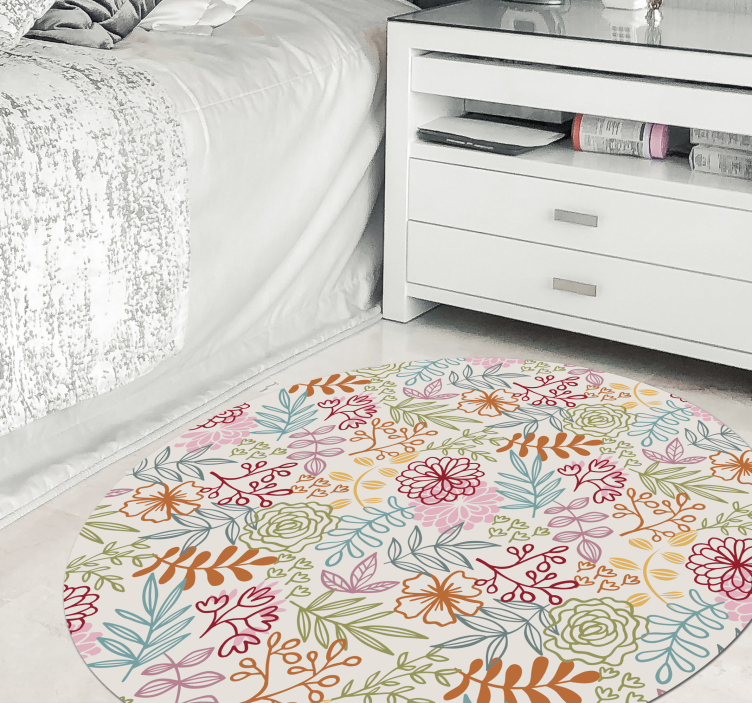 Tapis vinyle vintage feuilles et de fleurs - TenStickers