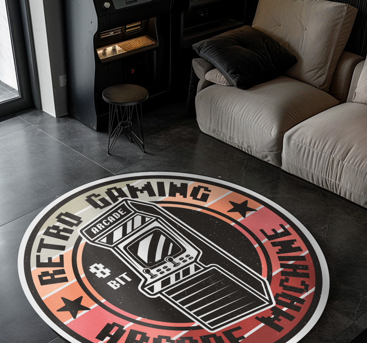 Tapis vinyle rond ado motif jeu d'arcade rétro - TenStickers