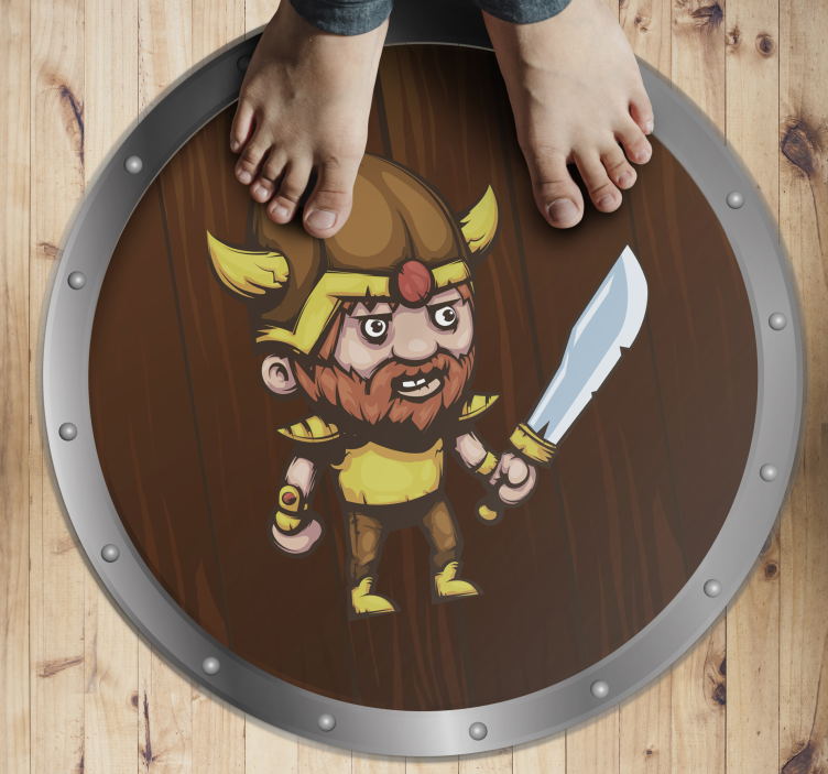 Tapis vinyle autres tapis guerrier viking sur surface marron - TenStickers