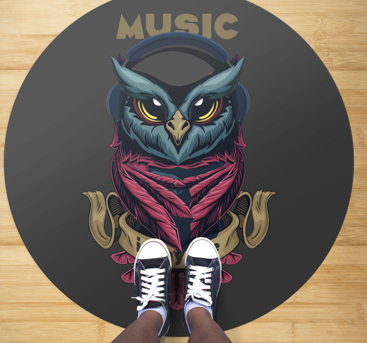 Tapis vinyle ado emblème de musique de hibou - TenStickers